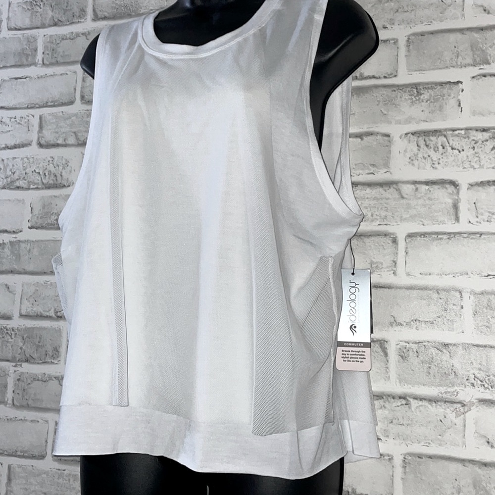 Ideology Netted Sleeveless Top, Size Large